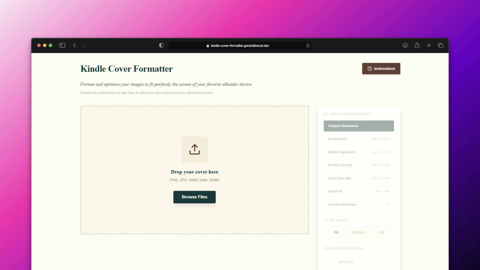 Kindle Cover Formatter